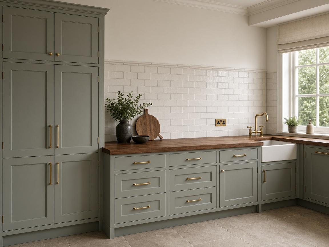 Stylish shaker kitchen with walnut worktop and fitted cabinets