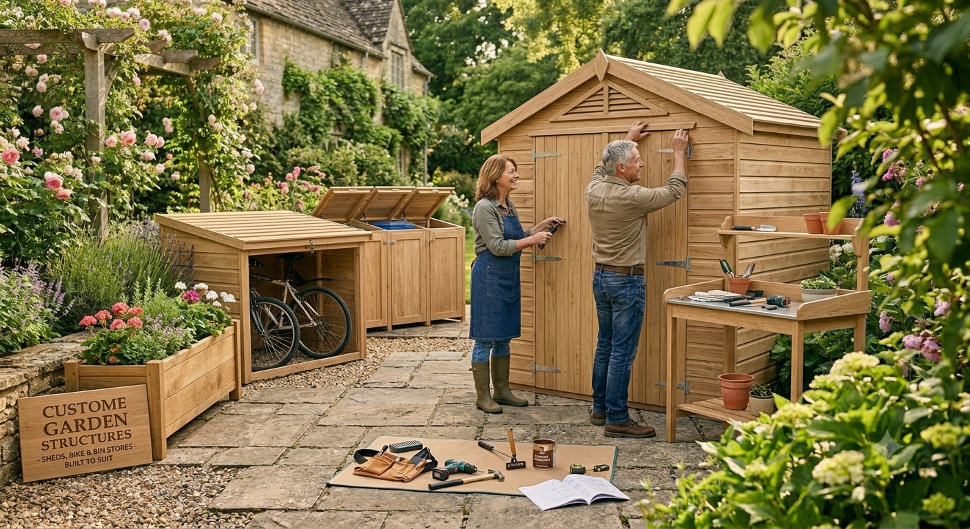 Bespoke garden sheds, bike stores and bin stores made to measure in Exeter, Devon